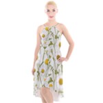 Sunflowers High-Low Halter Chiffon Dress 