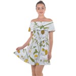Sunflowers Off Shoulder Velour Dress