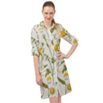 Sunflowers Long Sleeve Mini Shirt Dress