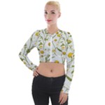 Sunflowers Long Sleeve Cropped Velvet Jacket