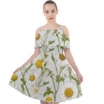 Sunflowers Cut Out Shoulders Chiffon Dress