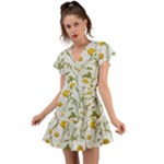Sunflowers Flutter Sleeve Wrap Dress