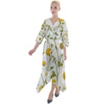 Sunflowers Quarter Sleeve Wrap Front Maxi Dress