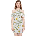 Sunflowers Shoulder Frill Bodycon Summer Dress