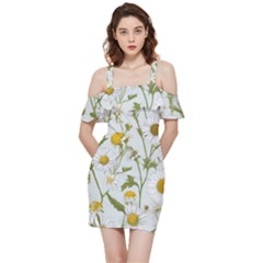 Shoulder Frill Bodycon Summer Dress 