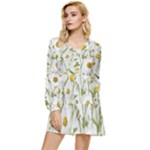 Sunflowers Tiered Long Sleeve Mini Dress