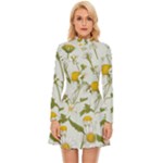Sunflowers Long Sleeve Velour Longline Dress