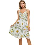 Sunflowers Sleeveless Tie Front Chiffon Dress