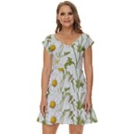 Sunflowers Short Sleeve Tiered Mini Dress