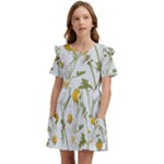 Sunflowers Kids  Frilly Sleeves Pocket Dress