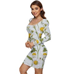 Women Long Sleeve Ruched Stretch Jersey Dress 