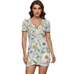 Sunflowers Low Cut Cap Sleeve Mini Dress
