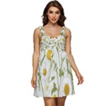 Sunflowers Ruffle Strap Babydoll Chiffon Dress
