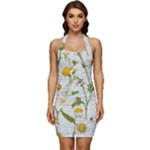 Sunflowers Sleeveless Wide Square Neckline Ruched Bodycon Dress