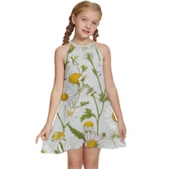 Kids  Halter Collar Waist Tie Chiffon Dress 