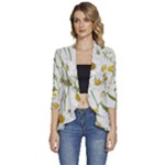 Sunflowers Women s 3/4 Sleeve Ruffle Edge Open Front Jacket