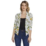 Sunflowers Women s Draped Front 3/4 Sleeve Shawl Collar Jacket