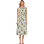 Sunflowers V-Neck Drawstring Shoulder Sleeveless Maxi Dress