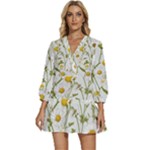 Sunflowers V-Neck Placket Mini Dress