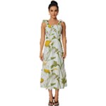 Sunflowers Tie-Strap Tiered Midi Chiffon Dress