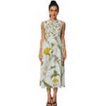 Sunflowers Sleeveless Round Neck Midi Dress