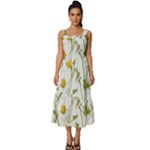 Sunflowers Square Neckline Tiered Midi Dress