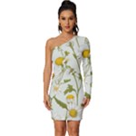 Sunflowers Long Sleeve One Shoulder Mini Dress