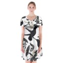 Short Sleeve V-neck Flare Dress 