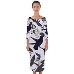 Quarter Sleeve Midi Bodycon Dress 