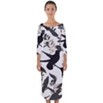 Blackbirds Quarter Sleeve Midi Bodycon Dress