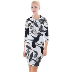 Quarter Sleeve Hood Bodycon Dress 