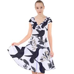 Cap Sleeve Front Wrap Midi Dress 