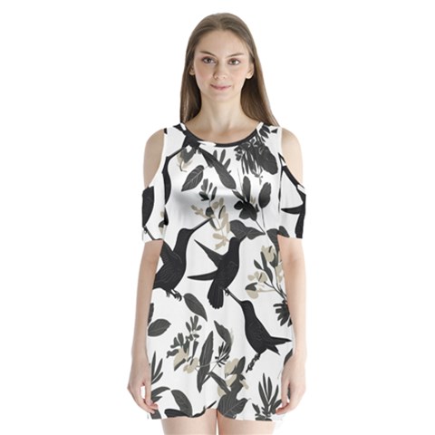 Blackbirds Shoulder Cutout Velvet One Piece from ArtsNow.com