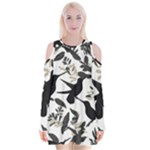 Blackbirds Velvet Long Sleeve Shoulder Cutout Dress