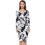 Blackbirds Long Sleeve V-Neck Bodycon Dress 