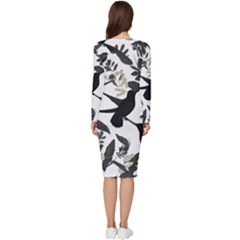 Long Sleeve V-Neck Bodycon Dress  
