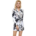 Blackbirds Long Sleeve Satin Robe