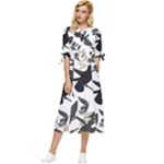 Blackbirds Bow Sleeve Chiffon Midi Dress