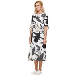 Bow Sleeve Chiffon Midi Dress 