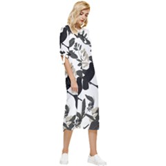 Bow Sleeve Chiffon Midi Dress 