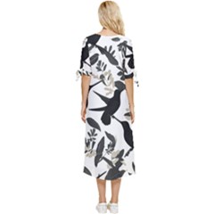 Bow Sleeve Chiffon Midi Dress 