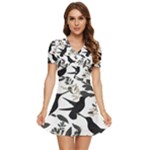 Blackbirds V-Neck High Waist Chiffon Mini Dress