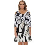 Blackbirds Shoulder Cut Out Zip Up Dress
