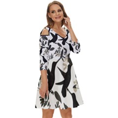 Shoulder Cut Out Zip Up Dress 