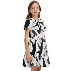 Kids  Bow Tie Puff Sleeve Dress 