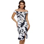 Blackbirds Off Shoulder Ruffle Split Hem Bodycon Dress