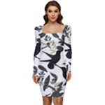 Blackbirds Women Long Sleeve Ruched Stretch Jersey Dress