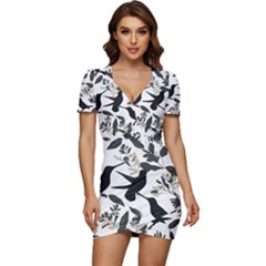 Low Cut Cap Sleeve Mini Dress 