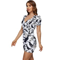 Low Cut Cap Sleeve Mini Dress 