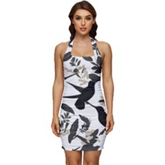 Sleeveless Wide Square Neckline Ruched Bodycon Dress 
